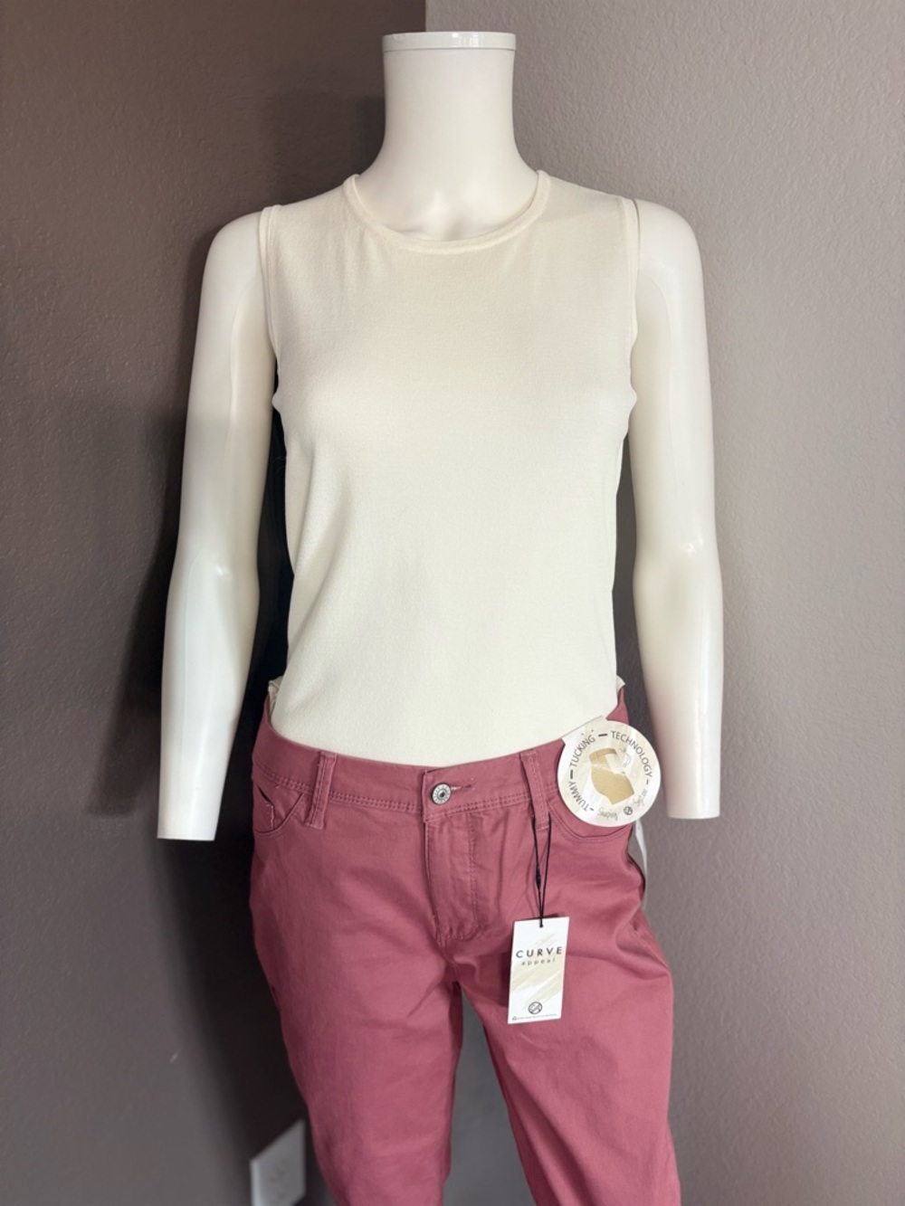 Calvin Klein Sleeveless Crewneck Tank Top - Cream